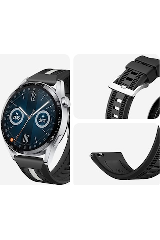 Huawei Watch Gt3 Pro Gt3 Gt2 46mm Sportstripe Örgü Desen Metal Tokalı Silikon Akıllı Saat Kordonu