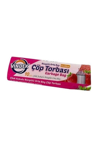 Vindex Büzgülü Çilek Kokulu Orta Boy Çöp Torbası Pembe 55 x 60 CM