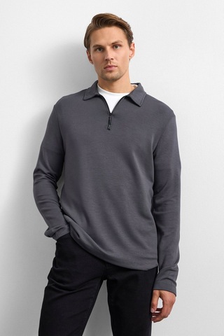 Backandbond Antrasit Regular Fit Yarım Fermuarlı Sweatshirt