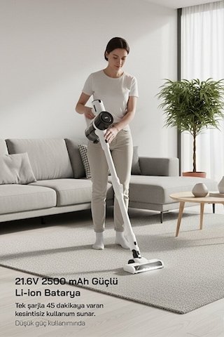 Sinbo SVC-8635 BLDC Motorlu Dikey Kablosuz Şarjlı Led Aydınlatmalı Süpürge