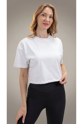 Heyy's Oversize Kadın Crop Beyaz T-shirt Beyaz