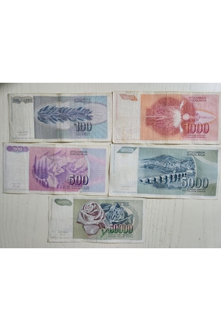 Edi Antik Yugoslav Dinarı 1992 Temiz Tam Set Yugoslav Para Seti 5 Adet