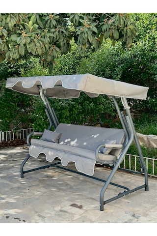 3 Kişilik Hamak Zırh Demir Bahçe Balkon Teras Salıncağı Antrasit