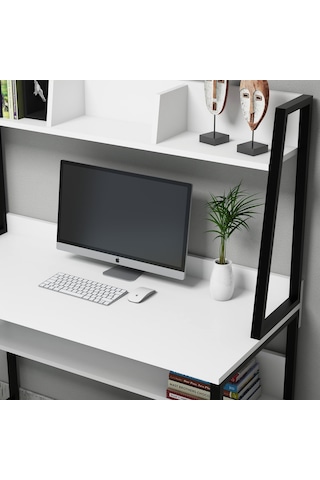 Yesst Momento 120 Cm Raflı Çalışma Masası (447872214) Beyaz