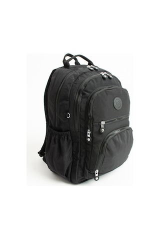 Sanmorris Unisex Suya Dayanıklı Krinkıl Kumaş Çok Gözlü Siyah Renkli Laptop Okul Ve Sırt Çantası S-3013 Siyah