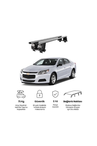 Royal Chevrolet Malibu Vııı 2012-2016 Uyumlu Gri Kilitli Ara Atkı Port Bagaj Tavan Barı