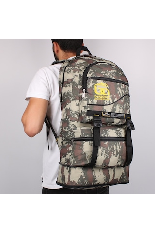 Bagacar Kamuflaj Körüklü Dağcı Sırt Çantası 65 litre Kamp Çantası Kamuflaj