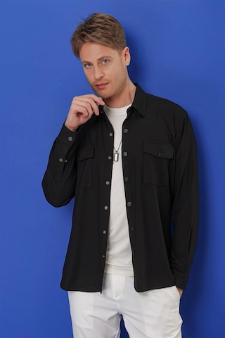 Efor G 1552 Slim Fit Siyah Klasik Gömlek Siyah