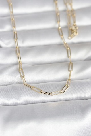 Cm 14k Gold Renk Ataç Zincirli Model 60 Cm Kadın Kolye Altın - Beyaz