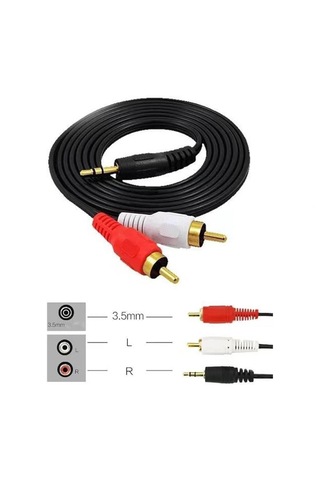 3 Metre - 3.5mm Stereo Aux Erkek To 2 Rca Ses Hoparlör Kablosu