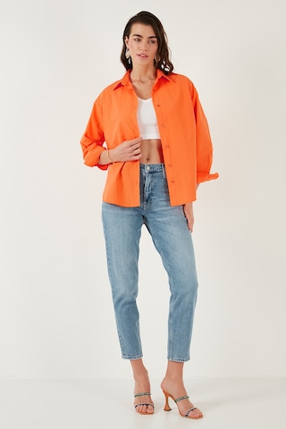 Lela Pamuklu Regular Fit Önü Kısa Arkası Uzun Oval Kesim Bayan Gömlek Cf25S163867 Orange