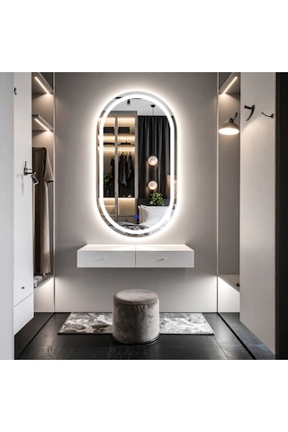 Serava Beyaz Led'li Lazer Kumlamalı Lavabo & Banyo Aynası Dokunmatik Sensörlü 90 X 50