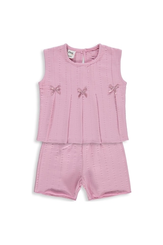 Civil Baby Kurdelalı Şortlu 6-18 Ay Takım - Pembe