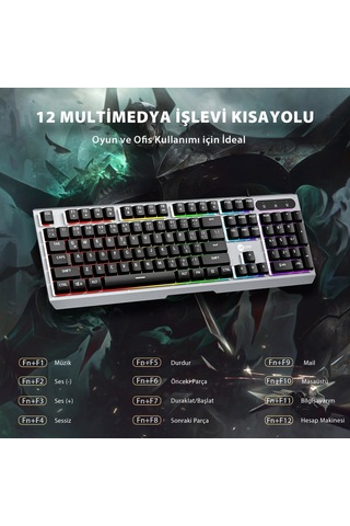 Lecoo KB121 Kablolu Rainbow Membran Oyuncu Klavyesi