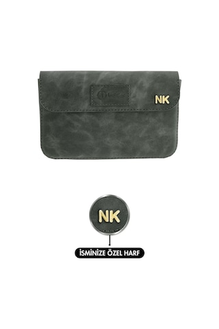 Twingold İsme Özel Çıtçıtlı Küçük El Çantası - %100 Rainbow Deri - Ac14001 - Haki Haki