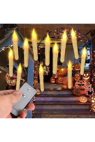 Hymark Titreyen Dekoratif Led Mum 12 Adet Alevsiz Konik Şekilli U