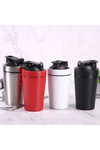 Wezone 750ml Sporcu Protein Shaker Termos, Paslanmaz Çelik Ölçekli Sallama Kupası
