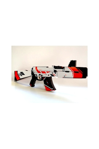 Ahşap Cs-Go Asiimov Ak-47 Lastik Atar Oyuncak Tüfek