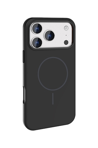 İos Uyumlu İphone 17 Pro Max Kılıf M-safe Şarj Özellikli Kaymaz Silikon Edi Kapak Siyah