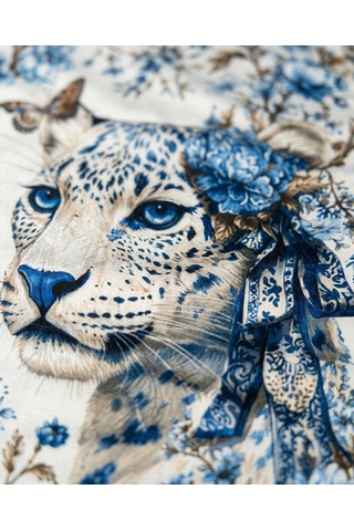 Mavi Leopar Desenli 45x140cm Masa Runnerı Çok Renkli