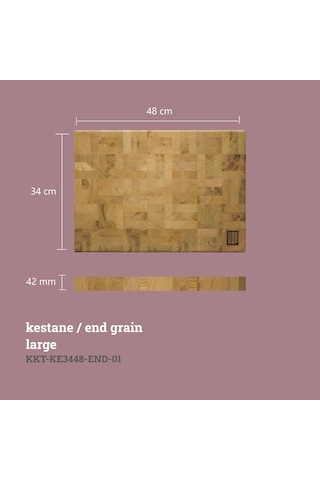 KAF Ahşap Kestane End Grain Kesme Tahtası Büyük Boy