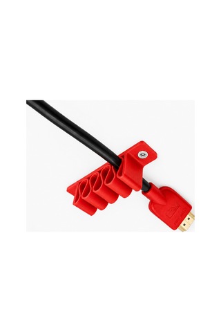 3'lü Kablo Düzenleyici Kablo Tutucu Masa Kablo Organizeri Hdmı Usb Şarj Kablosu Düzenleme Aparatı Vidalı Kablo Sabitleyici Kırmızı