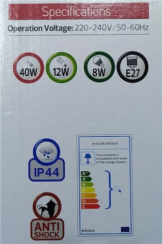 Garden Duvar Aplik Siyah E-27 Duy Diğer