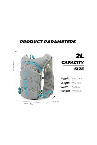 Fortunelane Mavi Nilon Spor Sırt Çantası - Yansıtıcı, 1.5l Su Torbası, Omuz Askısı, Telefon Cebi, Açık Mavi