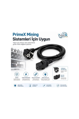 Primex Px-p450 5 Metre Lüx Power Kablosu, 3x1.5mm Kalın Psu Mining Power Kablo 5 Metre