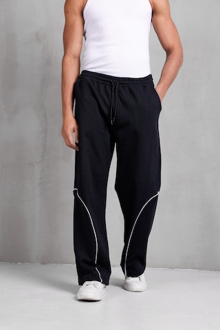 Dark Moda Erkek Oval Şeritli Baggy Eşofman Siyah