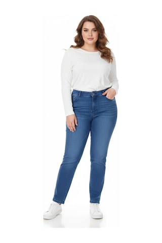 Kübra Kadın Bilek Jeans Pantolon Kemer Lastikli Düğmeli Bgl-st05057 Mavi