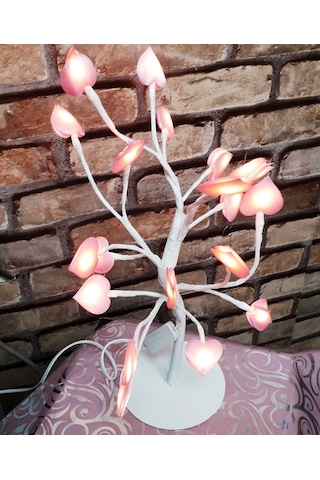 Dekor Düğün Işıkları Işıklı Mini Anı Ağacı Led Işıklı Ağaç Pembe Kalpli Ağaç Sıradışı Tasarım Ağaç Pembe