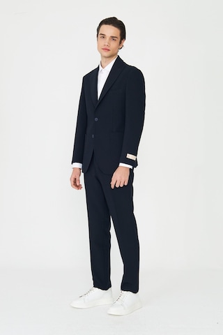 Lacivert Modern Slim Fit Düz Kumaş Klasik Kesim Takım Elbise Laci