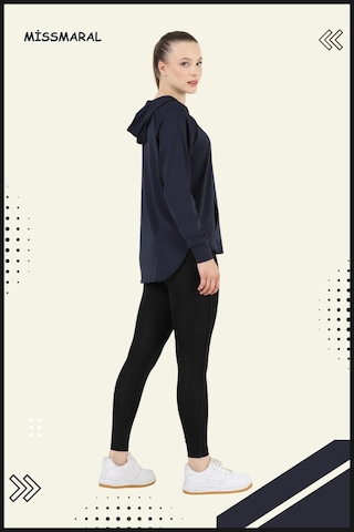 Kadın Eşofman Takım Spor Tunik & Slim Fit Tayt Dalgıç Kumaş Sports And Casual Lacivert 3060 Lacivert / Siyah