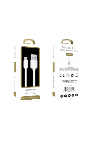Powerway SM-03 Micro Usb 1 Metre Şarj Data Düz Kablo
