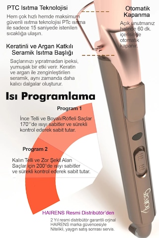 Hairens Hrs-710 Seramik Uzun Saç Maşası 19 Mm.