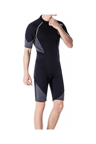 Suntek Erkekler 1.5mm Wetsuit Shorty Mayo Geri Dalış Için L Siyah