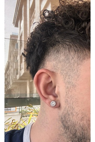 Crystal Taşlı Erkek Küpesi - 1 Adet - Döner Kilit