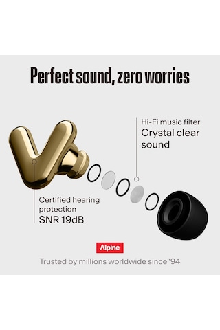 Tune Hifi Konser Kulak Tıkaçları, 19 Db Net Ses Koruması, Altın Rengi