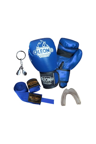 Leon Blade Training Boks Eldiveni, Bandaj Dişlik Anahtarlık Seti Mavi Leon Blade Training Boks Eldiveni, Bandaj Dişlik Anahtarlık Seti Mavi