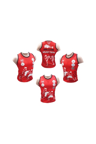 Muay Thai Tişört & Muay Thai Maç Atleti & Muaythai Tişörtü & Muay Kırmızı