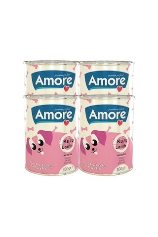 Amore Puppy Kuzu Parça Etli Yavru Köpek Konserve Maması 4 x 400 G