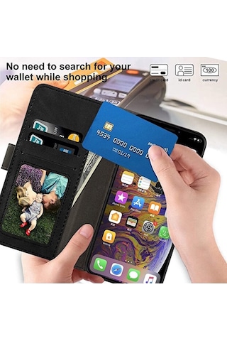 Samsung Galaxy Uyumlu S24 Plus Kılıf Tam Kaplar Deri Dokulu Cüzdan