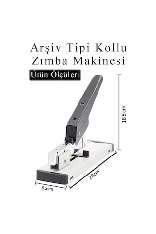 Büyük Boy Zımba Makinesi 1 Adet Arşiv Tipi Zımba Makinası 100 Sayfa Kapasiteli Zımba Teli Hediyeli Kollu Zımba Makinası