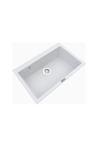 Polex Cristalüx Granit Evye P-X76 Beyaz Tezgah Altı Ve Tezgah Üstü Mutfak Evyesi 75x50 CM
