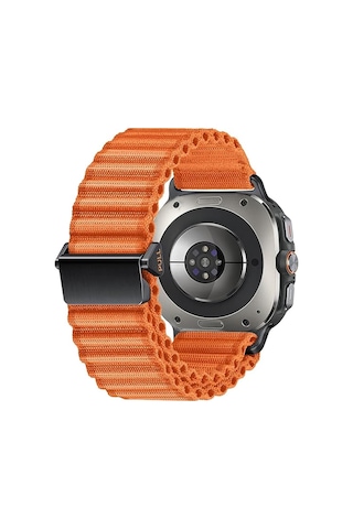 Forzacase Samsung Galaxy Uyumlu Watch 7 Ultra İçin Metal Tokalı Esnek Hasır Örgü Kordon Kayış - Fc783 Turuncu