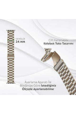 Apple Watch Series Se/11/10/9/8/7/6/5/4/3 İle Uyumlu Çelik Kordon Bbl04