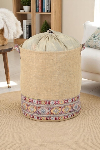 İronika Etnik Desenli Dolap İçi Organizer Oyuncak Kutusu Eşya Çamaşır Sepeti Düzenleyici Kutu 2li Set Bakır