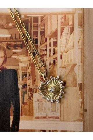 Zirkon Taşlı Kalp Kararmaz Çelik Kadın Gold Kolye Modern Ve Şık Altın