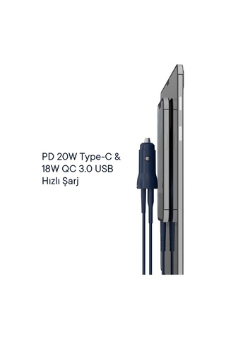 Nautica CH20 20W PD 18W QC Araç İçi Şarj Cihazı Navy